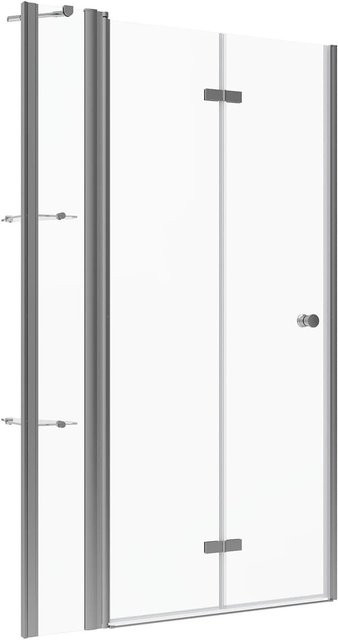 Aquabatos Klapptür Duschkabine aus ESG Glas mit Festteil und Eckregal, Farbe: Transparent, B: 115 cm, H: 187 cm - Bild 1
