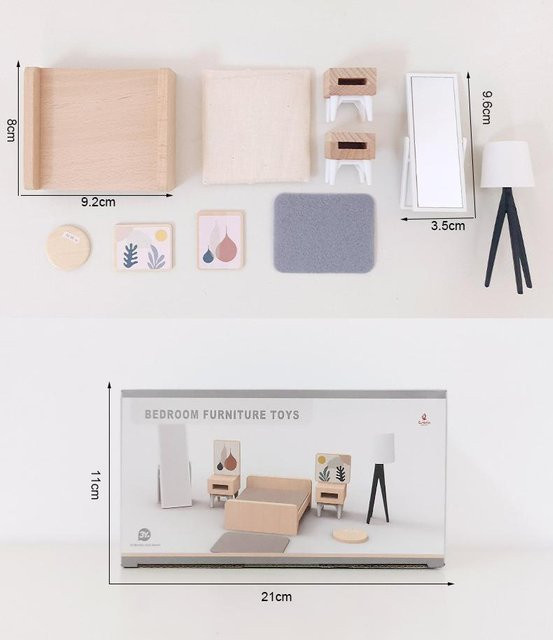 Yiran toy Puppenhausmöbel-Dekorationsset DIY, Badezimmer Schlafzimmer Küchentisch & Stühle, Zubehör, ab 3 Jahren - Bild 1