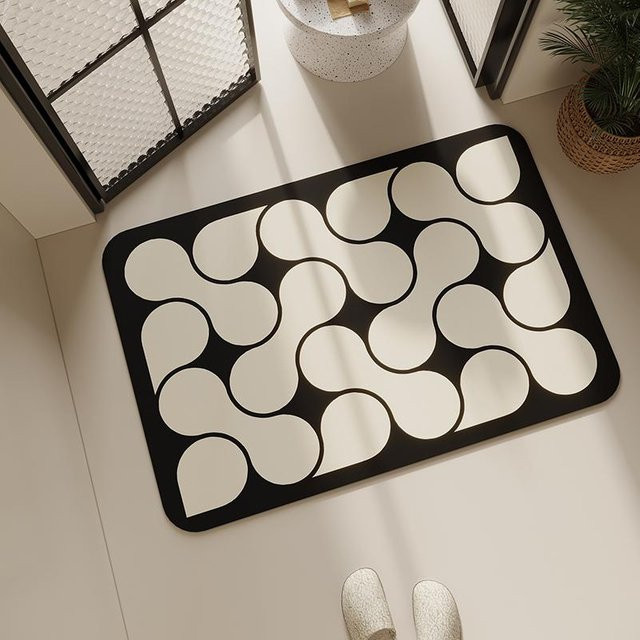 VIKAMA Badezimmer Fußmatte aus Polyester, grau, B/T: 60 x 40 cm, saugfähig und schnelltrocknend mit rutschfester Oberfläche - Bild 1