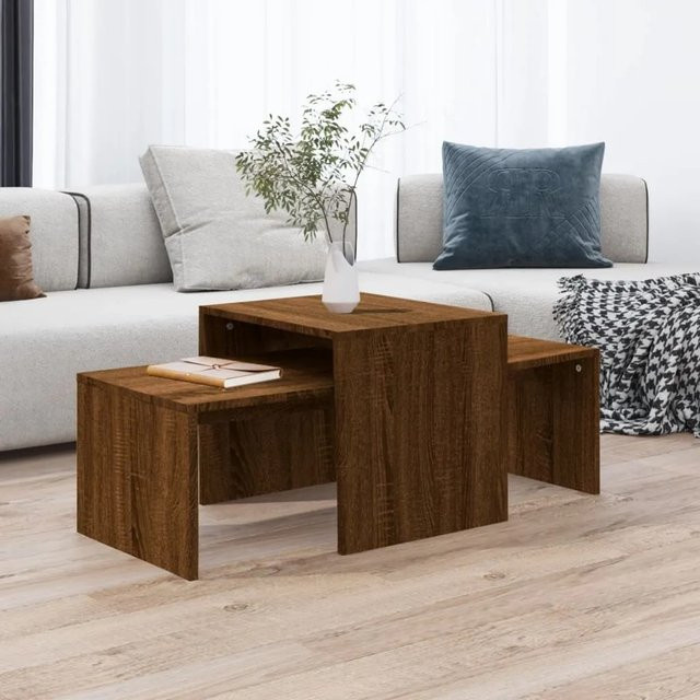 vidaXL Couchtisch-Set in Braun mit Eichen-Optik aus Holzwerkstoff, B/T/H: 100 x 48 x 40 cm - Bild 1