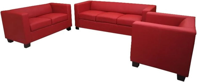 MCW 3-2-1 Sofagarnitur Lille aus Leder in Rot im Lounge-Stil - Bild 2