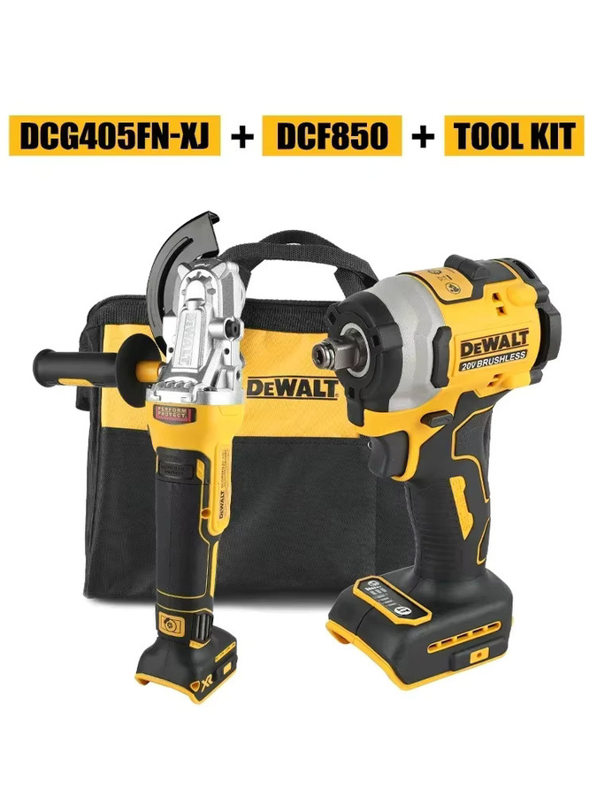DeWalt Handwerkzeugset mit bürstenlosem Elektroschrauber DCF850 und Hochleistungs-Winkelschleifer DCG405FN in Gelb - Bild 4