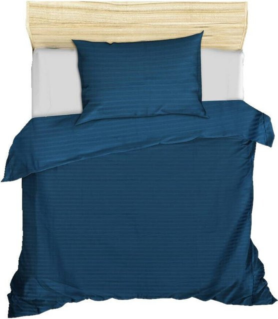 L'Essentiel Linge de Maison Mako-Satin Bettwäsche aus Baumwolle, Blau, B/H: 135 x 200 cm mit Kissenbezug 80 x 80 cm - Bild 1