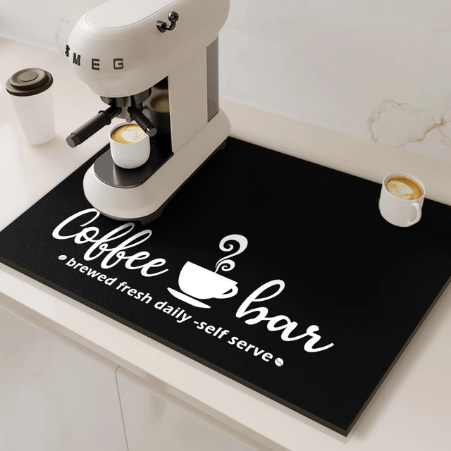 VIKAMA Kaffeemaschinenmatte in Schwarz, saugfähige und rutschfeste Abtropfmatte für deine Küchenarbeitsplatte - Bild 1