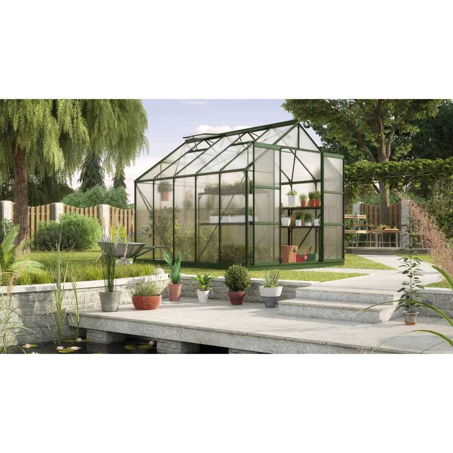 Vitavia Gewächshaus Uranus 8300 in Smaragd mit Fundament und Regenrinnen, 8,3 m² mit Aluminiumrahmen und Polycarbonat-Hohlkammerplatten - Bild 2