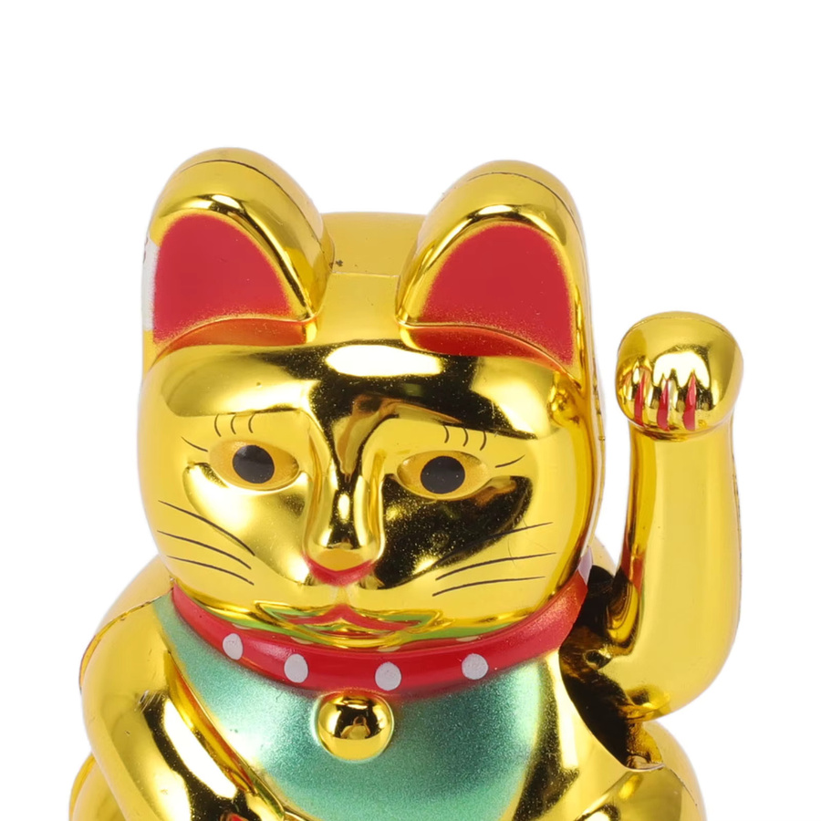 Qiilu Solar Winke-Katze Glückskatze Dekoration in Weiß und Gold für Home und Auto - Bild 3