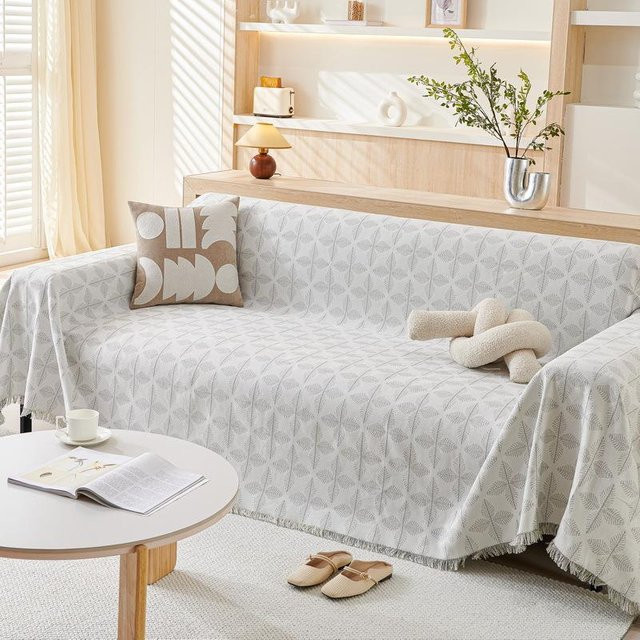 Super Six Chenille Sofa-Bezug aus Plüsch, rutschfester Sofa-Kissenbezug in Beige oder Grau, B/B: 180 x 130 cm - Bild 1