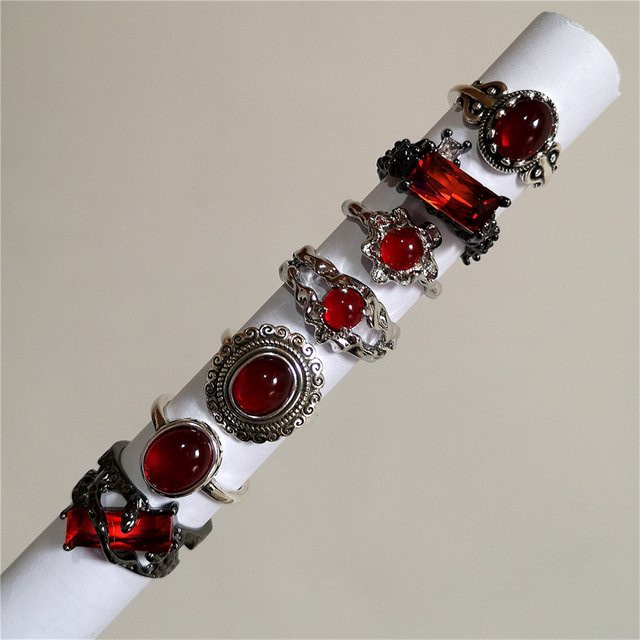 imixlot Ring, Silber, roter Kristall, Damen, Vintage - Bild 1
