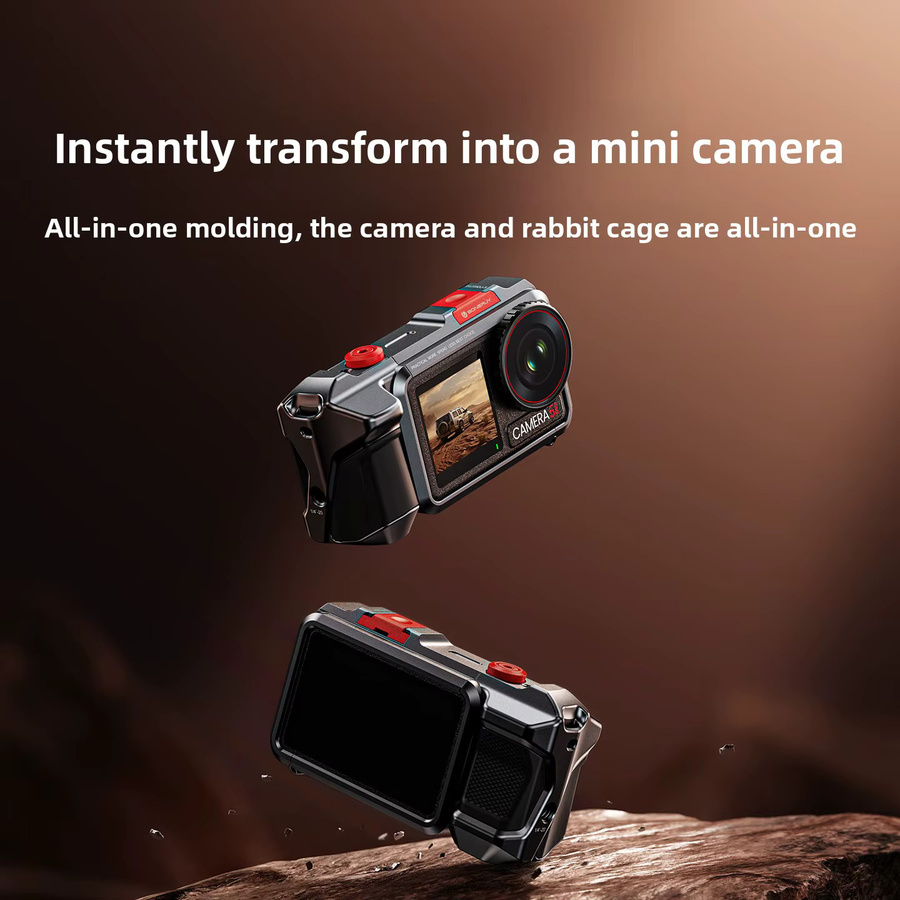 VBNM Aluminiumlegierungs-Käfigrahmen mit Griff für DJI Osmo Action 3, 4 und 5 Pro in Schwarz - Bild 3