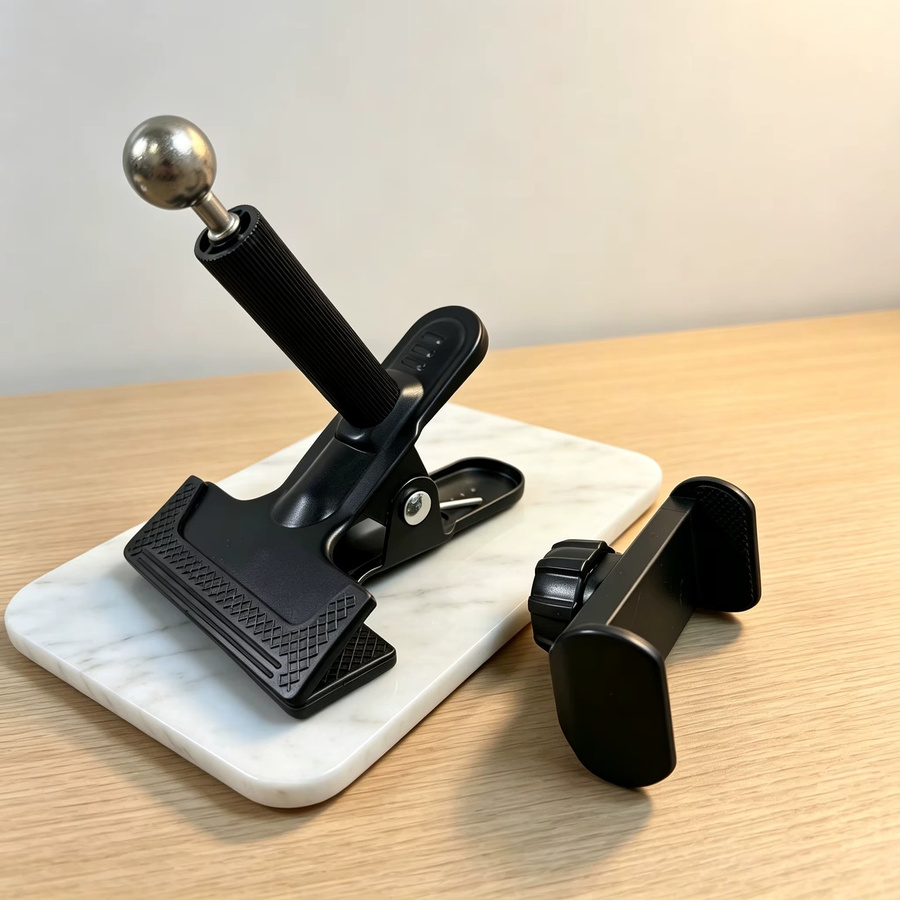 Universelle verstellbare Klemmhalterung aus Metall für Handy und Tablet in Schwarz, ideal für Desktop-Livestreaming, Zeichnen und als Kunstständer - Bild 5