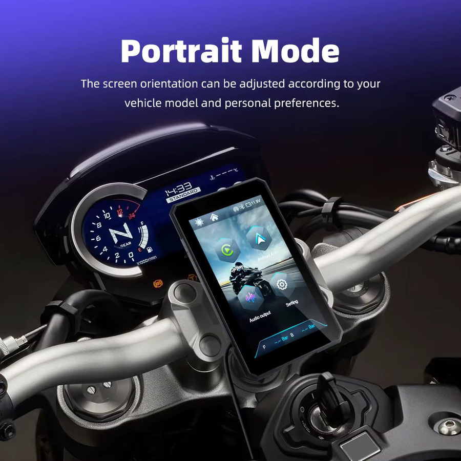 EKIY 5-Zoll Motorrad-Display mit Android Auto und Apple CarPlay, wasserdichtes Bluetooth-Navigationsdisplay in Schwarz - Bild 3
