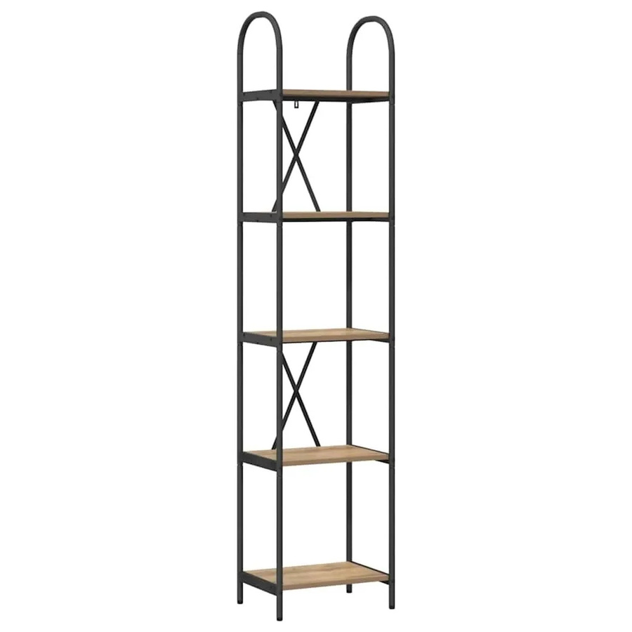 vidaXL Bücherregal Artisan-Eiche in Braun und Schwarz aus Holzwerkstoff und Stahl, B/T/H: 40 x 30 x 183 cm - Bild 2