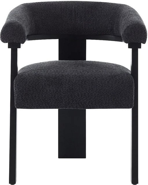 Vente-unique Stuhl Livelia in Anthrazitgrau mit Bouclé-Stoff und Kautschukholz-Gestell, Höhe: 64 cm - Bild 1