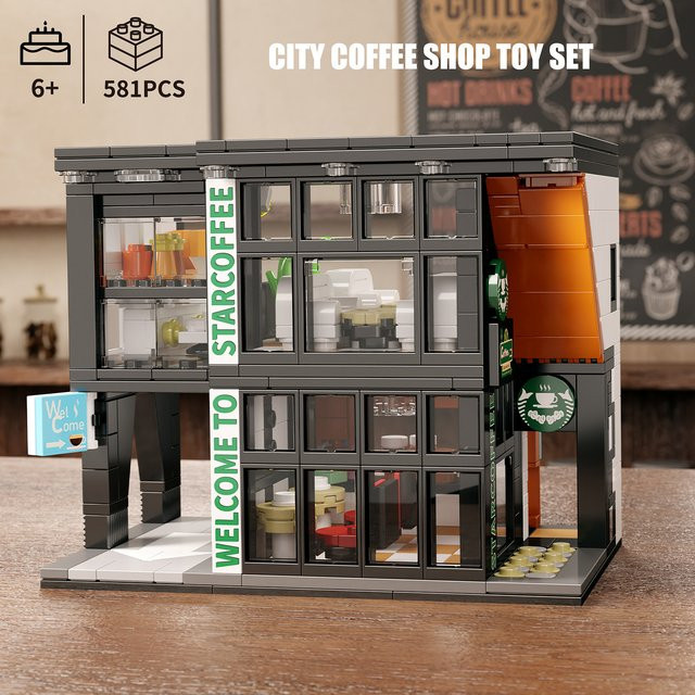 CETYL Bausteine Set Stadt Street View Kaffee Shop Modell aus 587 Teilen, Mehrfarbiges Pädagogisches Spielzeug für Kinder ab 6 Jahren - Bild 1