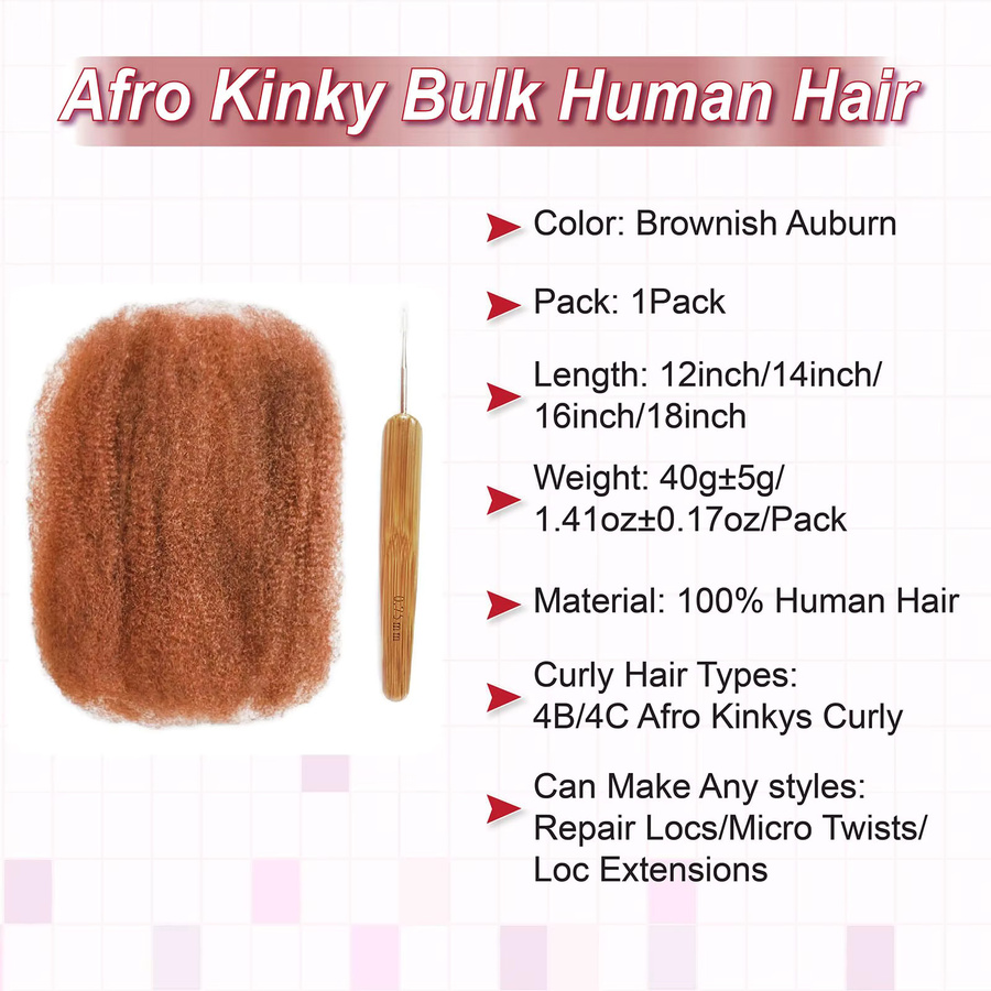 htonicca Afro Kinky Curly Bulk Echthaar, Braun - Bild 3