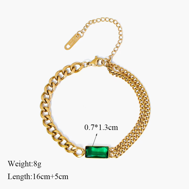 EILIECK Armband, Edelstahl, Grün Kristall, Damen - Bild 2