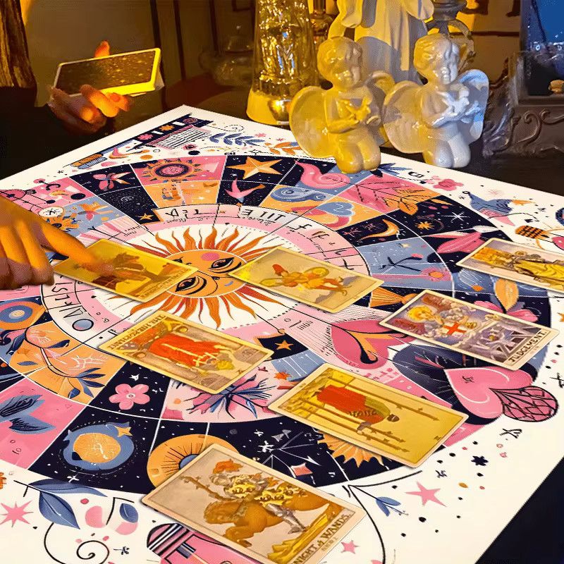 VIKAMA Astrologische Tischdecke mit Sonnen- und Konstellationsmotiv in Multicolor - Bild 2