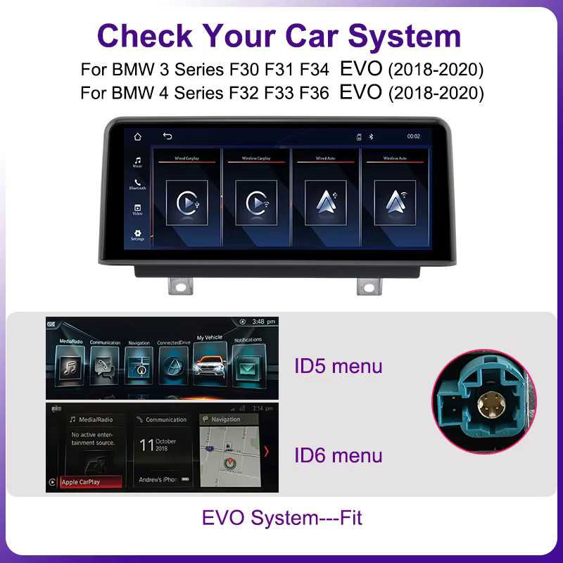 AUTOTOP 10,25 Zoll Linux Wireless Carplay und Android Auto Touchscreen für BMW 3er/4er Reihe F30 F31 F32 F33 F34 F36 G20 in Schwarz - Bild 2