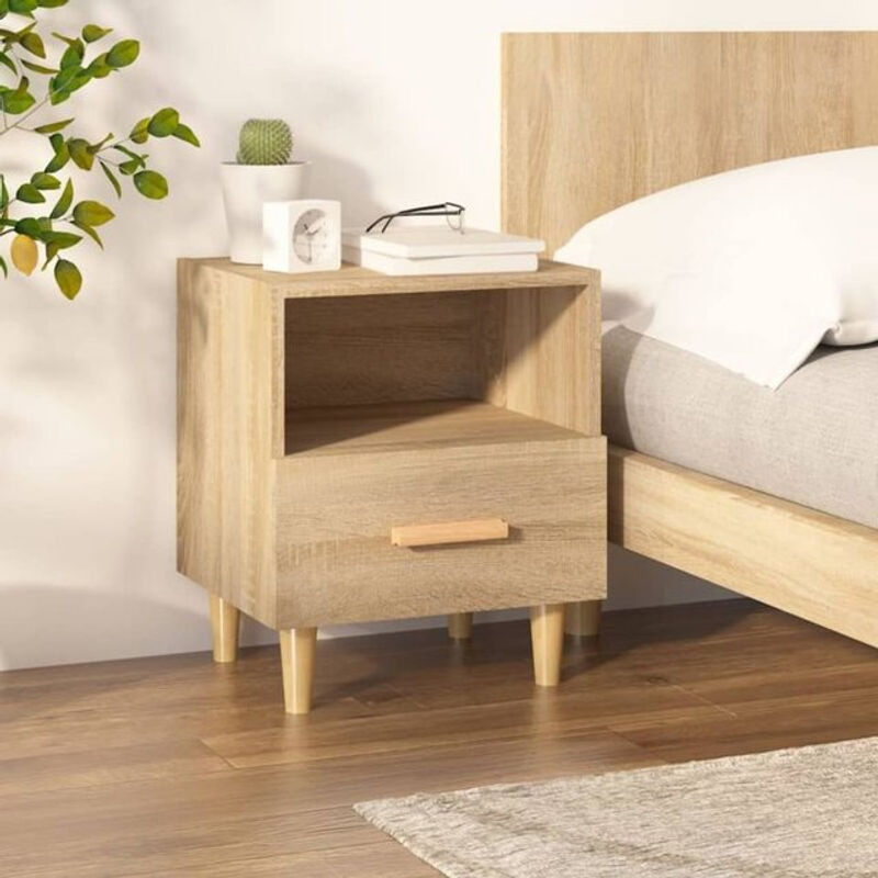 Nachttisch Vidaxl in Sonoma-Eiche Natur Braun im skandinavischen Design, B/T/H: 40 x 35 x 47 cm - Bild 1
