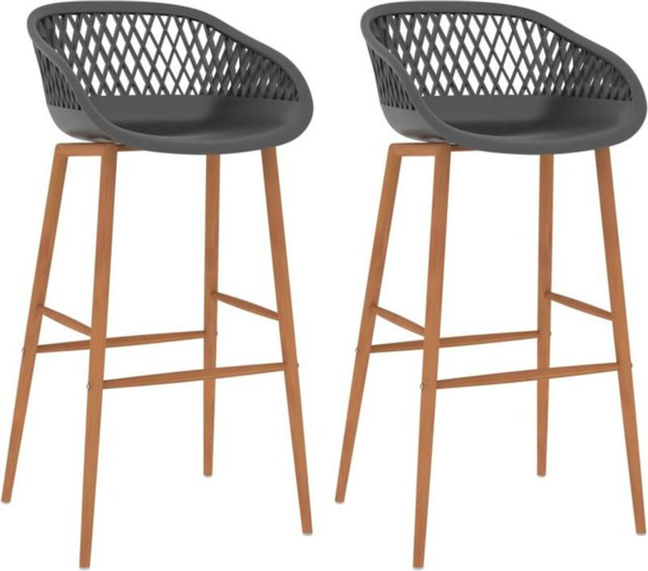 Set aus 2 Barhockern von vidaxl in Grau im skandinavischen Design aus Metall und Polypropylen, H 95,5 x B 48 cm x T 47,5 cm - Bild 1