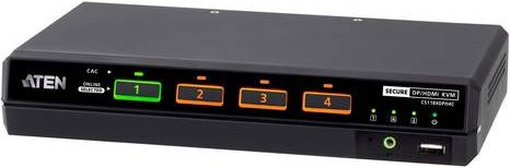 ATEN CS1184DPH4C Universal Secure KVM Switch mit 4-Port USB 5K DP/HDMI und Cardreader in Schwarz - Bild 1