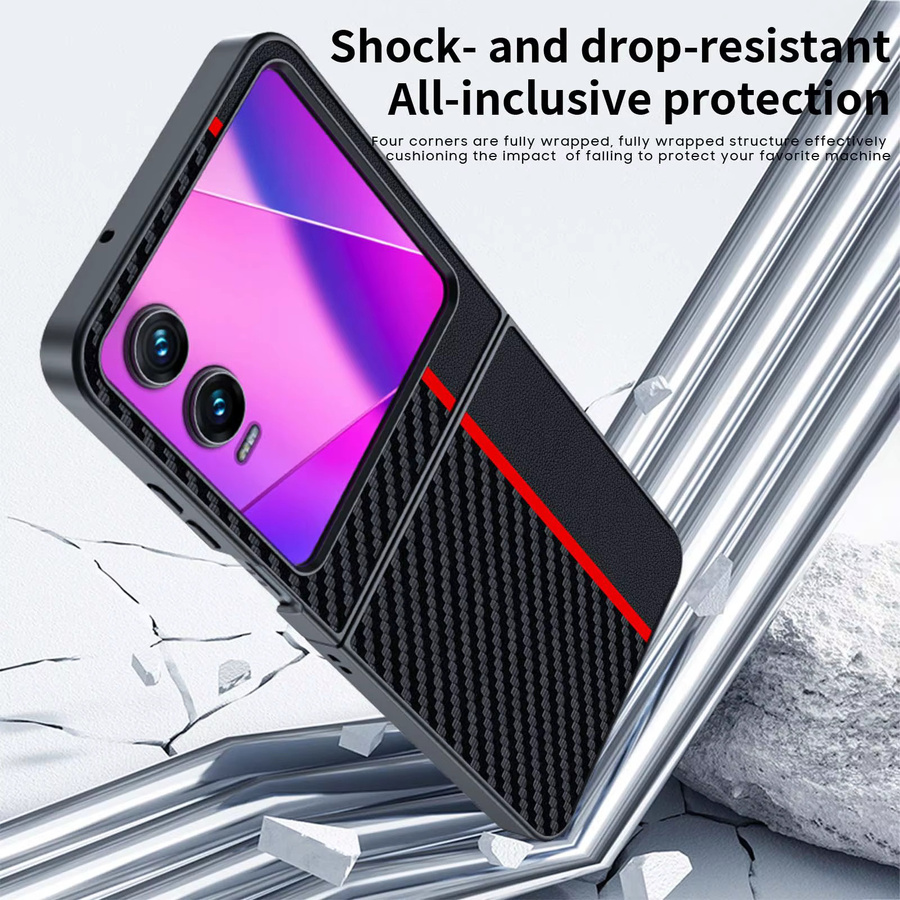 Schutzhülle für Tecno Infinix Zero Flip mit Carbonfaser-Muster und Leder-Design in Blau oder Schwarz - Bild 5