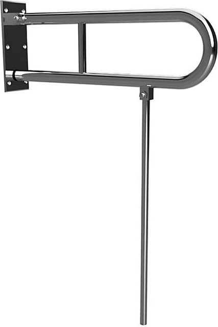 Brillantbad BELP Stützklappgriff in U-Form mit Standfuß aus Edelstahl poliert, Farbe Silber, B/T/H: 10,0 x 80,0 x 61,6 cm, 120 kg Traglast für Bad und WC - Bild 1