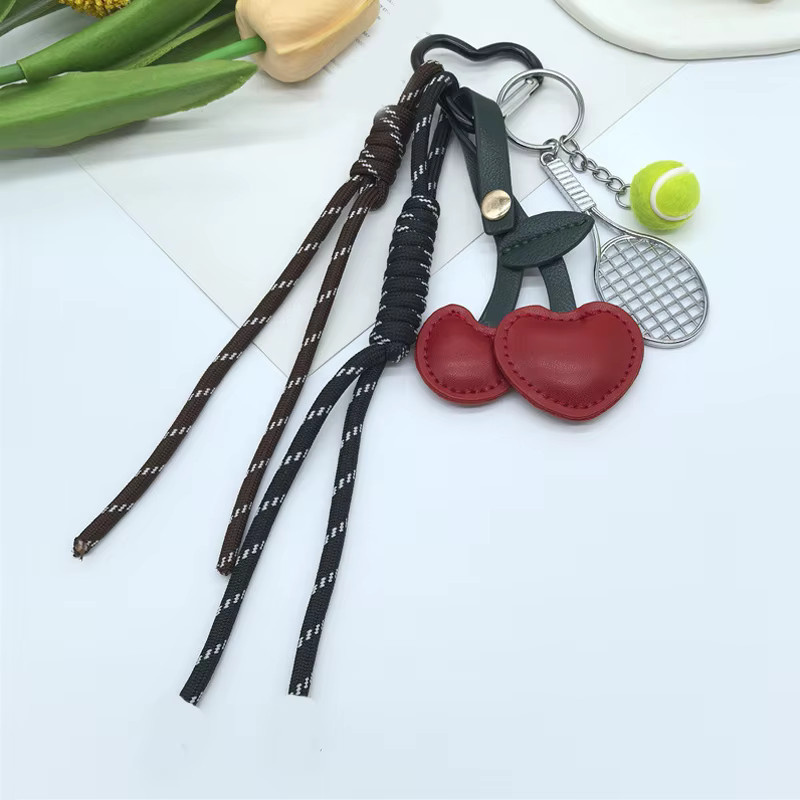 Yogodlns Schlüsselanhänger PU-Leder, Dackel, Herz, Kirsche, Bunt, Unisex - Bild 5