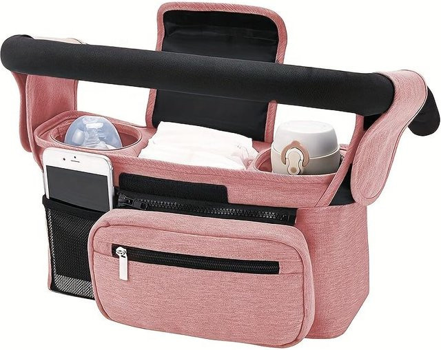 Tragbare Kinderwagen-Hängetasche von cute888 in Rosa mit großer Kapazität für Flaschen und Wickelutensilien - Bild 1