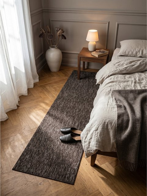Kurzflorteppich Kadima Design, einfarbig, Braun, B: 80 cm, L: 250 cm - Bild 1