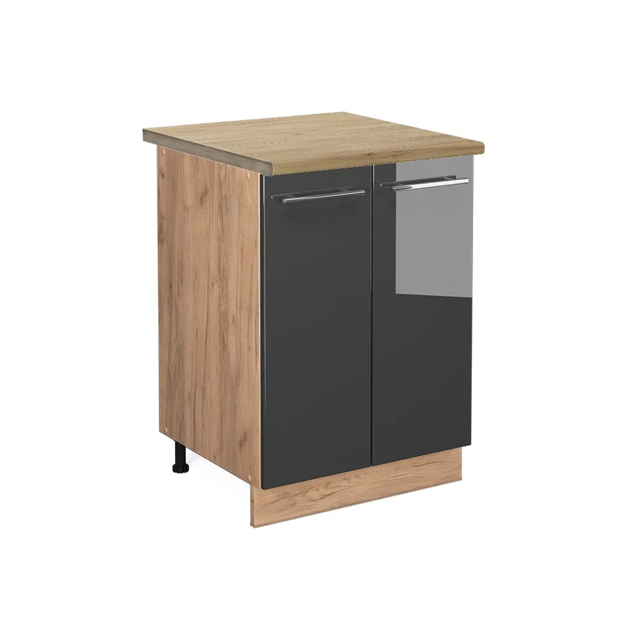 Vicco Küchenunterschrank Fame-Line in Anthrazit Hochglanz und Eiche, B/T/H: 60 x 60 x 82 cm - Bild 2