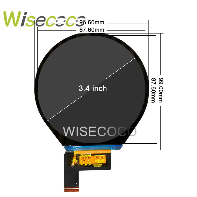 Wisecoco Rundes 3,4 Zoll LCD IPS Display Modul mit 800x800 MIPI Stick Board für Smart Home Instrumente und Multimedia - Bild 2