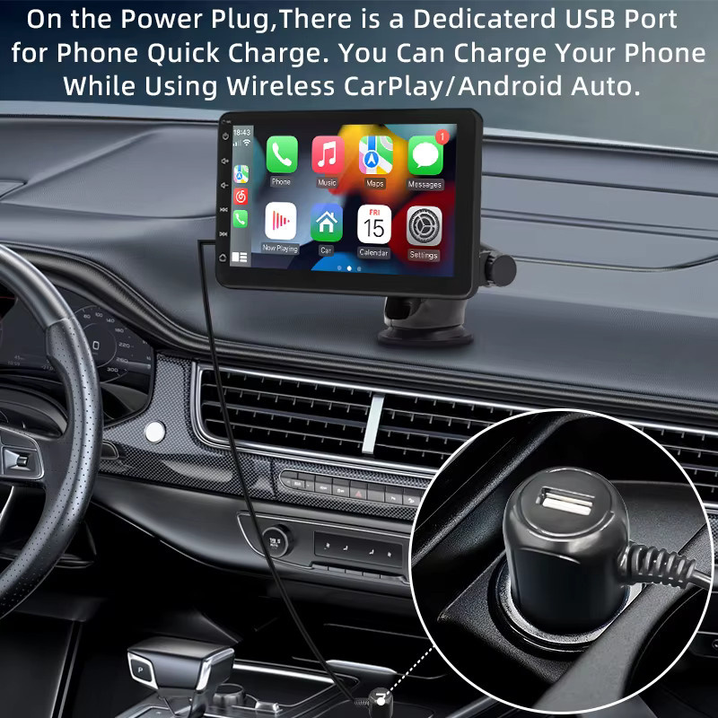Hippcron 7-Zoll MP5 Auto-Player mit Wireless CarPlay und Android Auto, Multimedia Radio Stereo mit IPS Touchscreen, Bluetooth, USB und AUX in Schwarz - Bild 4