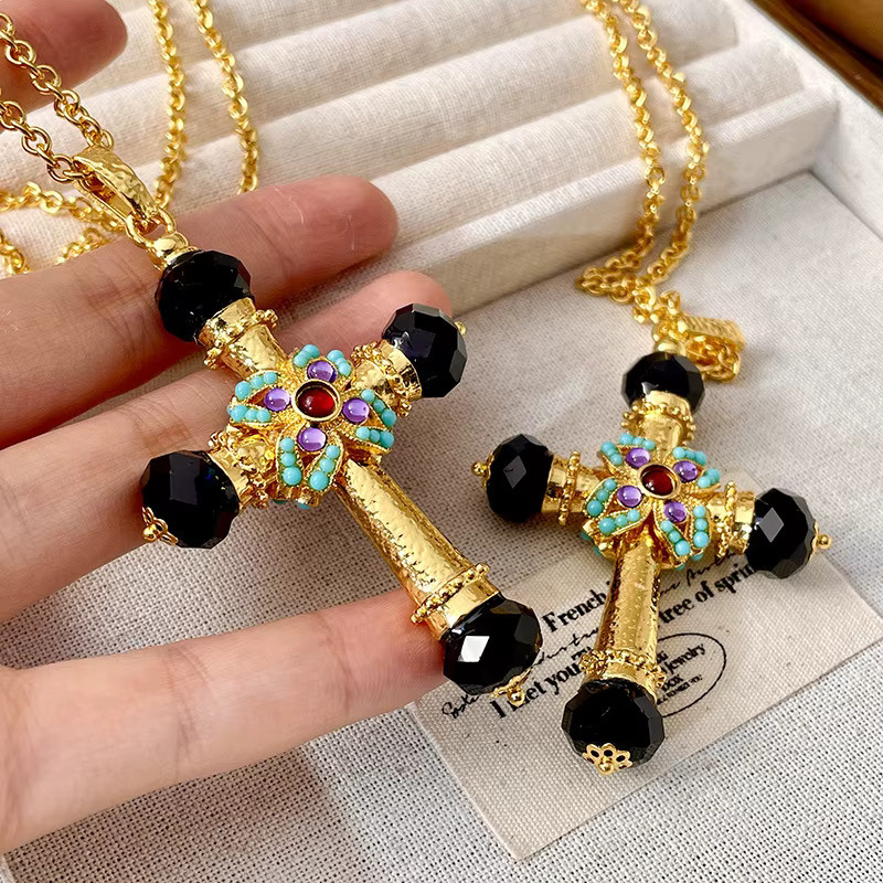 DINGABIYU Halskette, Vintage, Türkis, Diamant, Kristall, Gold - Bild 4