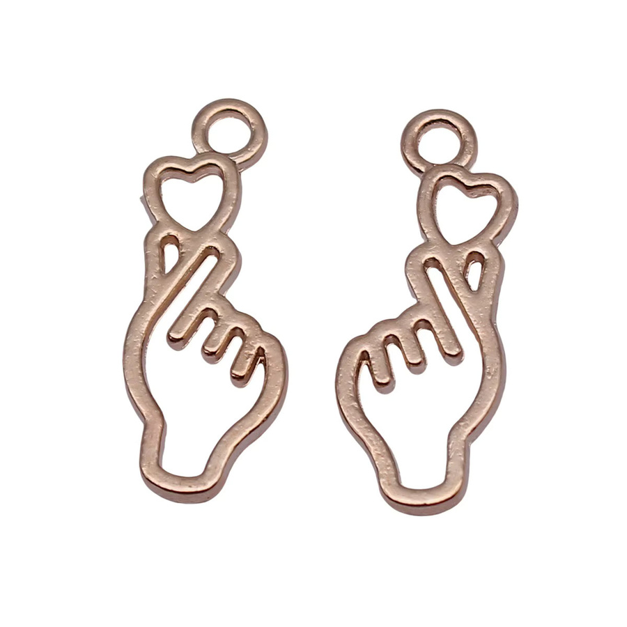 Herzförmige Handgesten-Anhänger, Gold, Unisex, 22x8,3mm - Bild 2