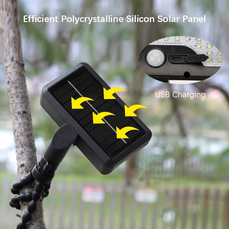SHENZHITECH Intelligente Solar-Bewegungssensorleuchte mit 92 LED-Perlen in Schwarz, 3 Modi, verstellbarer Halterung und USB-Aufladung - Bild 2