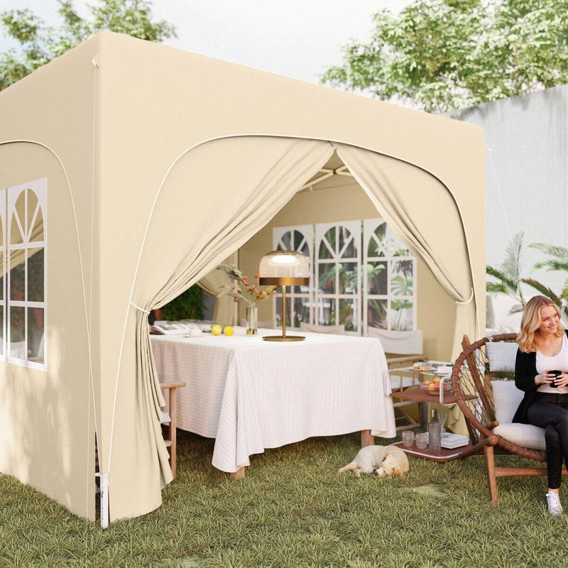 Outsunny Pavillon aus Metall in Sand mit Fenster, B/H/L: 300 x 273 x 300 cm - Bild 4