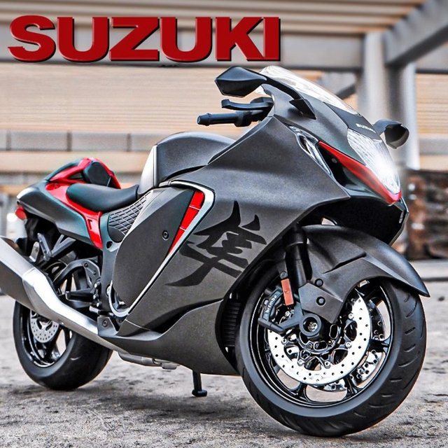 MAKEDA Suzuki Hayabusa Motorrad Modell, Maßstab 1:9, Metall - Bild 1