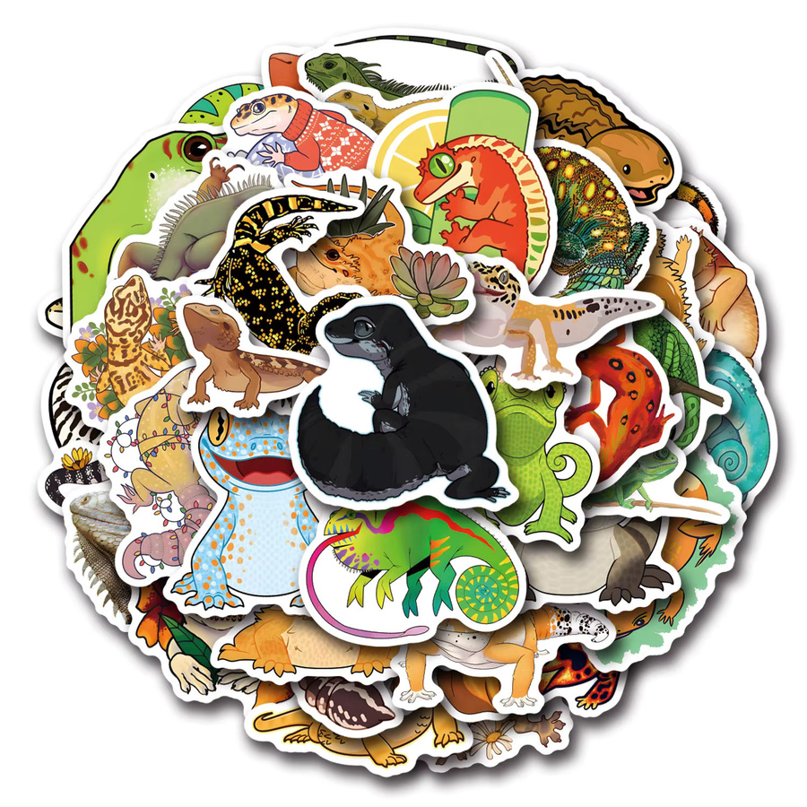 Cartoon-Eidechsen-Aufkleber, Graffiti-Sticker, Multicolor, 55/110 Stück - Bild 2