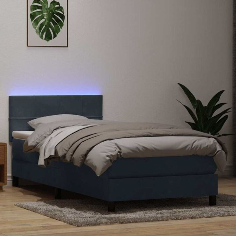 vidaxl Boxspringbett mit Matratze aus Samt in Grau B/T/H: 80 x 210 x 78 cm - Bild 1