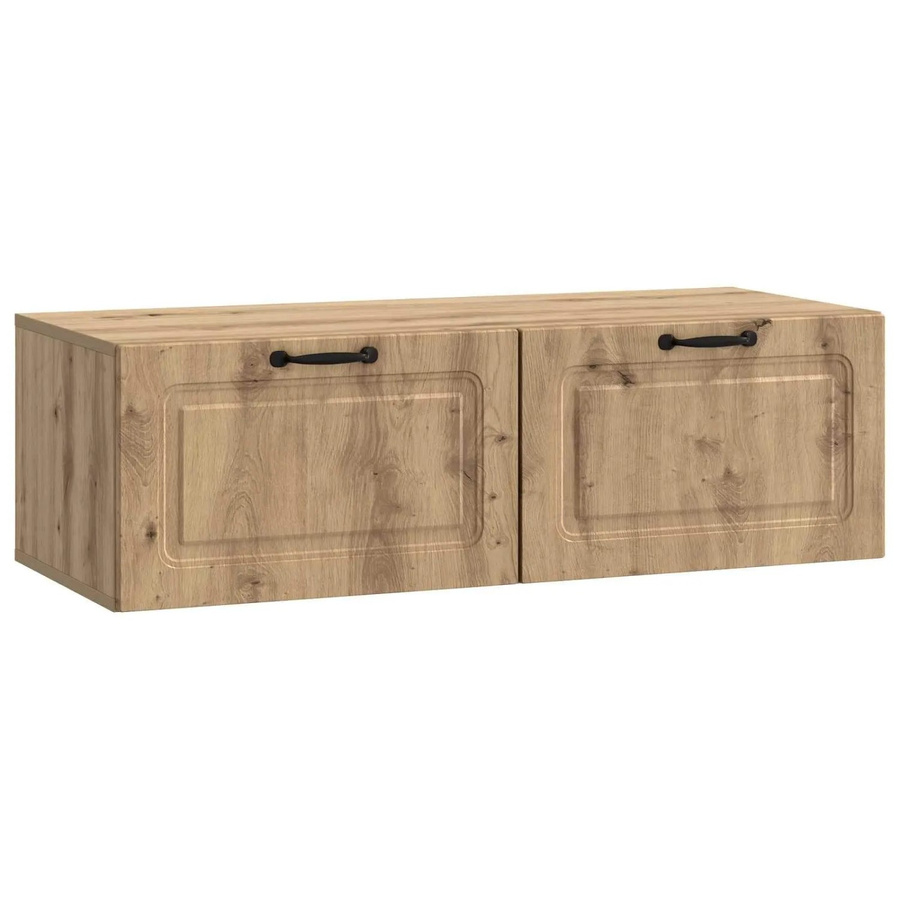 vidaXL Wandmontierter TV-Schrank Artisan-Eiche in Braun, Modernes Design mit Medienfächern und Kabeldurchlass, B/T/H: 98 x 41 x 30 cm - Bild 2