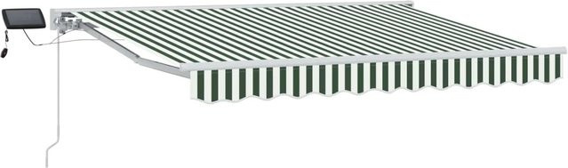 vidaXL Manueller Markisenrahmen mit LED-Beleuchtung in Grün und Weiß, B: 300 cm, T: 250 cm - Bild 1