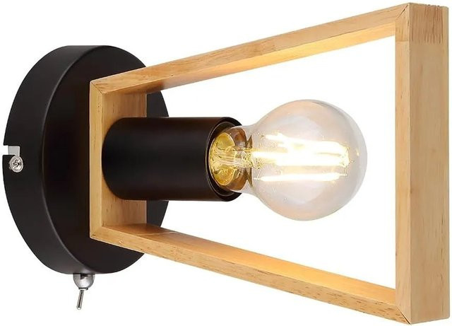 ARTE LAMP Wandleuchte LED verstellbar in Schwarz und Holz im Loft-Design - Bild 1