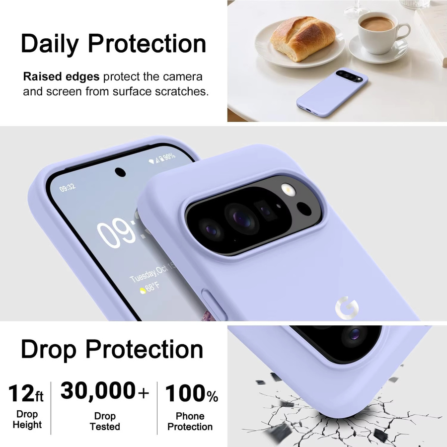 Hautfreundliche Flüssig-Silikon Handyhülle für Google Pixel 11 Pro 10 Pro XL 9 8 7 6 10A 9A 8A 7A in Grau und Lila - Bild 3