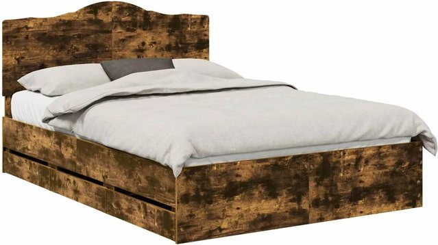 vidaXL Bettrahmen aus Holz in Raucheiche mit Schubladen, Braun, B/T/H: 140 x 200 x 35,15 cm - Bild 1