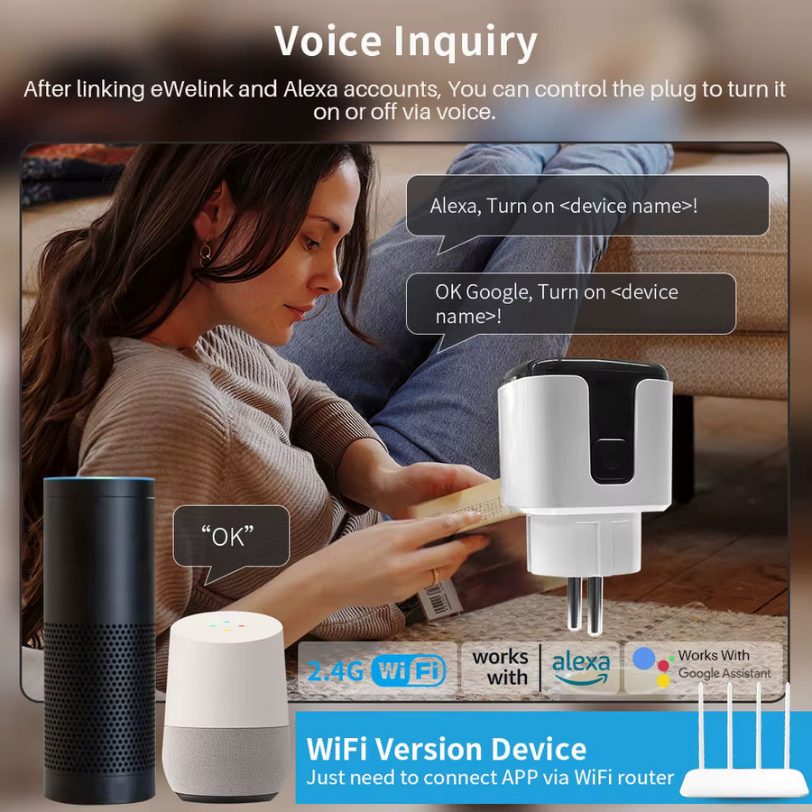 Elivco eWelink Smart Plug WiFi 16A Steckdose mit Timer und Förderungsüberwachung in Weiß, kompatibel mit Google Assistant und Alexa - Bild 6