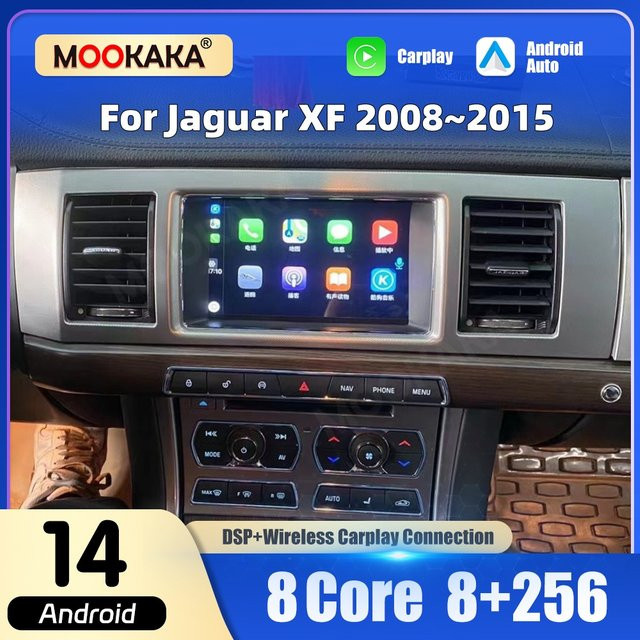 MOOKAKA Android Carplay Multimedia-Autoradio mit GPS-Navigation und Touchscreen für Jaguar XF 2008-2015, Schwarz - Bild 1