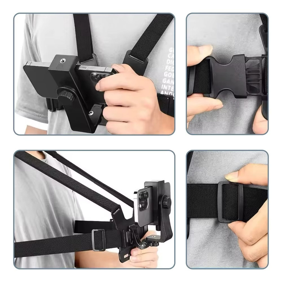7-in-1 Action-Kamera-Set für GoPro in Schwarz mit Brustgurt, Telefonhalterung und verstellbaren Halterungen für Radfahren und Skifahren - Bild 5