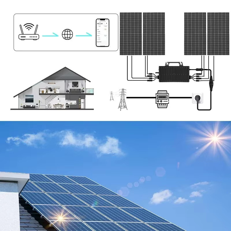 Sukflow Solar-Mikrowechselrichter 2250W Plug-and-Play mit 4 MPPT und WiFi-Überwachung, IP67 Wasserdicht, Schwarz - Bild 2
