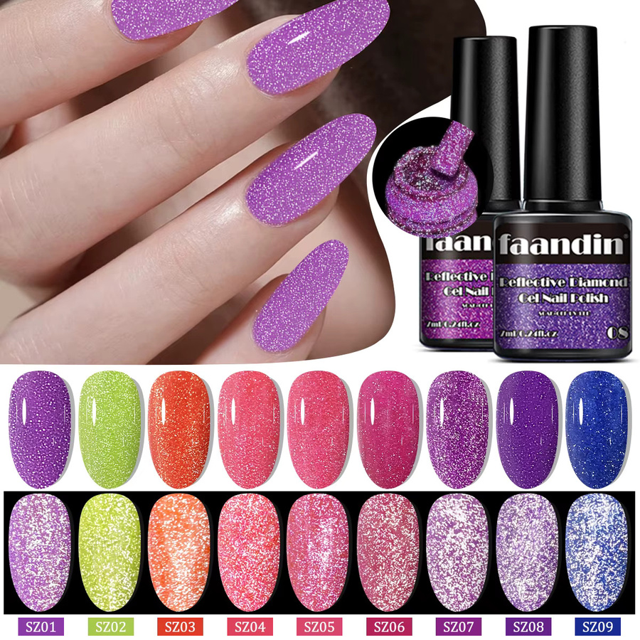 Faandin Crushed Diamond Gel-Nagellack, 3er-Set, glänzend - Bild 2
